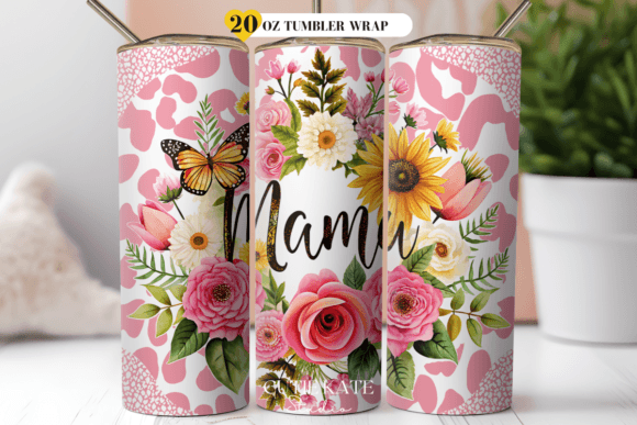 Download Leopard Mama Flower Tumbler Wrap Png - Flower tumbler wrap Collection
