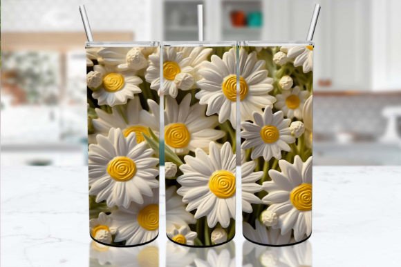 Download 3D Daisy Flower Tumbler Wrap - Flower tumbler wrap Collection