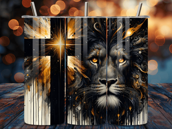 Download Religious Lion Cross Christian Tumbler - Christia Collection
