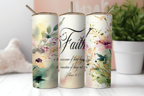 Download Faith Watercolor Floral Tumbler Wrap - Floral tumbler wrap Collection