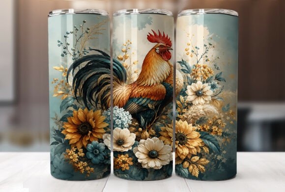 Download Farmhouse Rooster Floral Tumbler Wrap - Floral tumbler wrap Collection