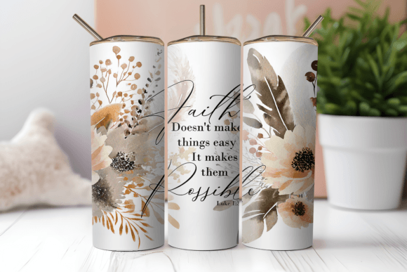 Download Faith, Earth Tones Floral Tumbler Wrap - Floral tumbler wrap Collection