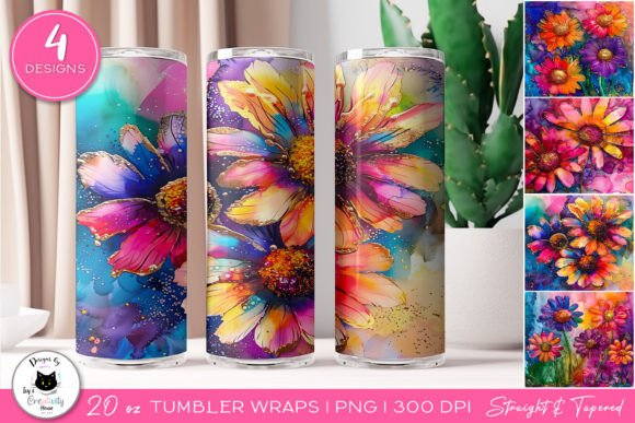 Download Daisy Floral Tumbler Wraps | Flower PNG - Floral tumbler wrap Collection