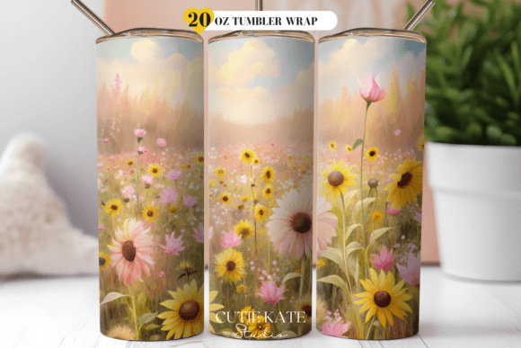 Download Sunflower with Daisy Flower Tumbler Wrap - Flower tumbler wrap Collection
