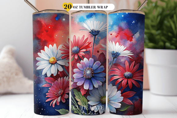 Download 4th of July Floral Tumbler Wrap PNG - Floral tumbler wrap Collection