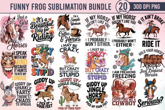 Download Funny Horse Sublimation Bundle PNG - Funny Collection