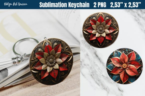 Download 3D Poinsettia Christmas Keychain - Christmas keychain Collection