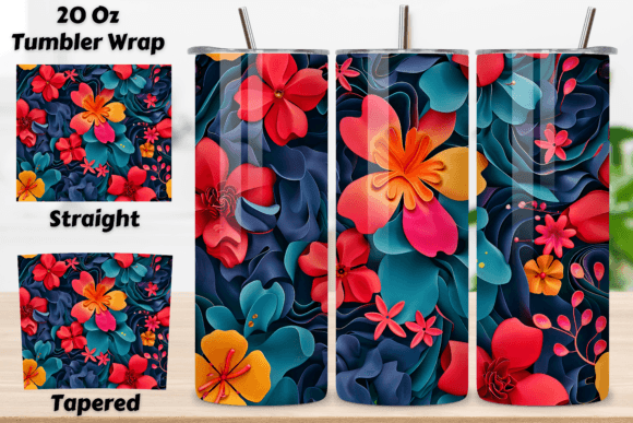 Download 3D Vibrant Flower Tumbler Wrap | Seamles - Flower tumbler wrap Collection