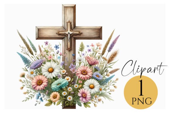 Download Floral Cross Clipart PNG Rustic Christia - Christia Collection