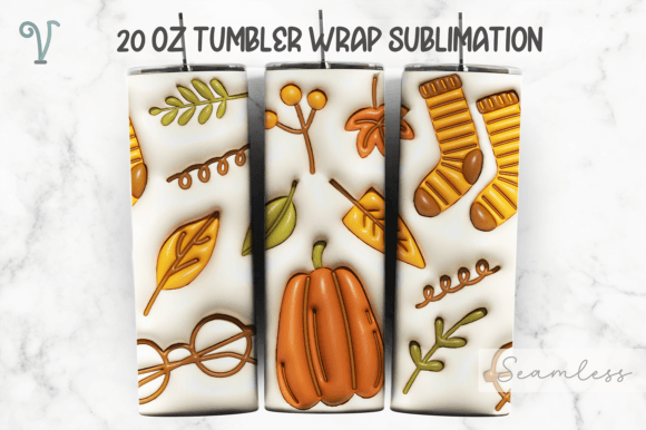 Download 3D Puffy Autumn Fall Season Tumbler Wrap - Premium Resources
