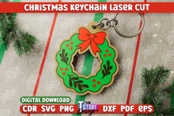 Download Christmas Keychain | Xmas Wreath | CNC - Christmas keychain Collection