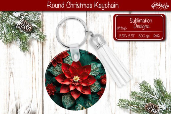 Download Round 3D Christmas Keychain Sublimation - Christmas keychain Collection