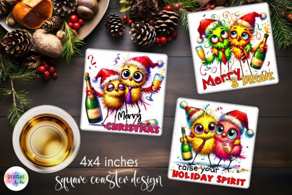 Download Funny Christmas Coasters with Funny Bird - Funny Collection