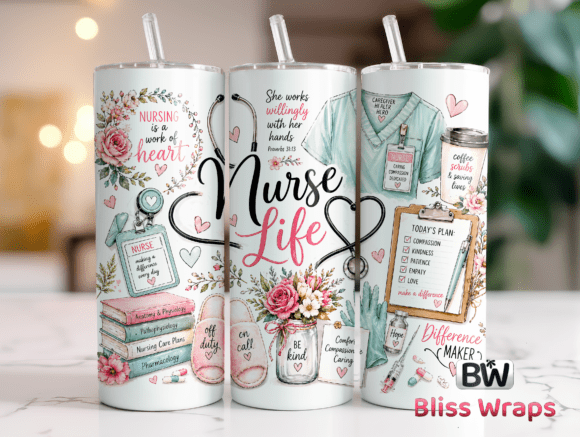 Download Nurse Life Floral Tumbler Wrap - Floral tumbler wrap Collection